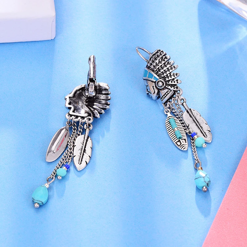 Ethnic Drop Earrings for women Vintage Indian Jewelry Tassel Feather Long Earrings Fashion Jewelry Bisuteria brincos 2018 - Image 4