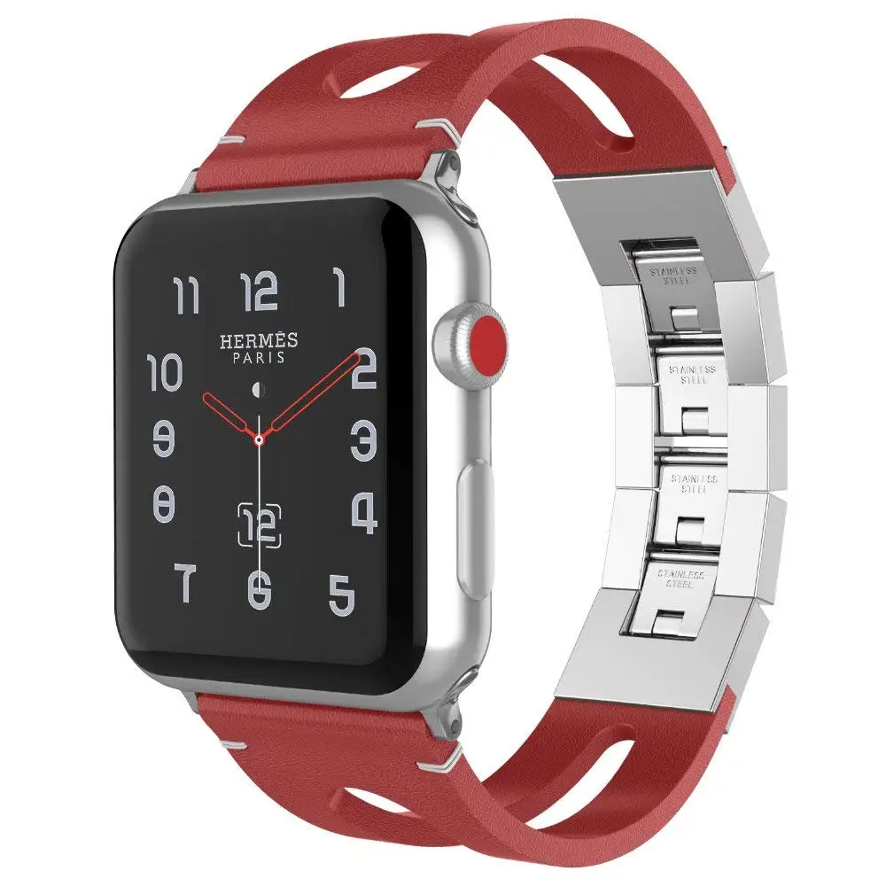 

sport band for apple watch 42/38mm for iwatch 4 3 2 1 vintage leather bracelet with stainless steel folding clasp Accessories