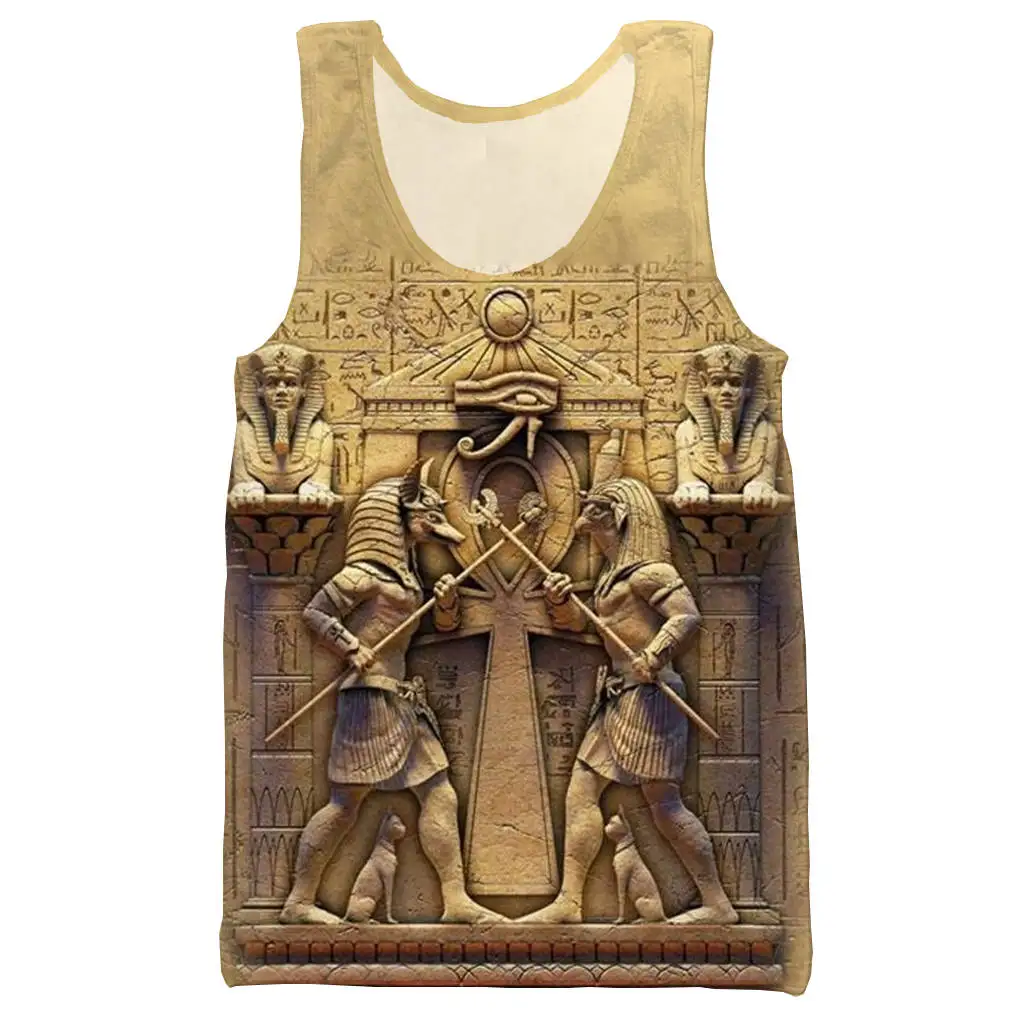Забавные pharaohs 3D Печатный Топ на бретелях для мужчин модный крутой летний топ на бретелях для работы Мужские Женские топы топ на бретелях
