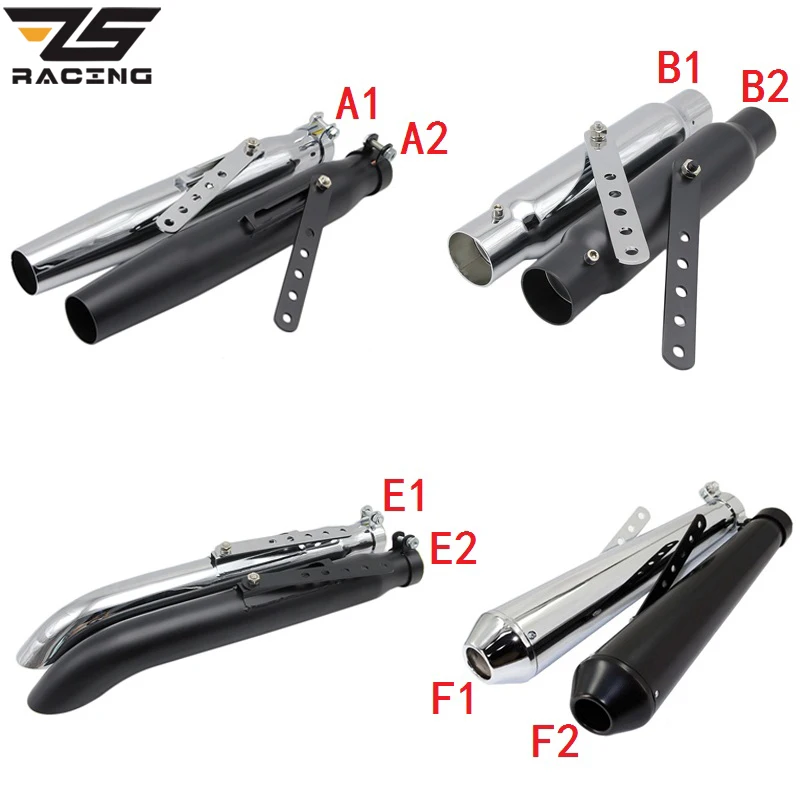 

ZS-Racing Universal 39-45mm Motorcycle Muffler Exhaust Retro Vertical Back Pressure Case For Harley-Davidson CBR CBR125 CBR250