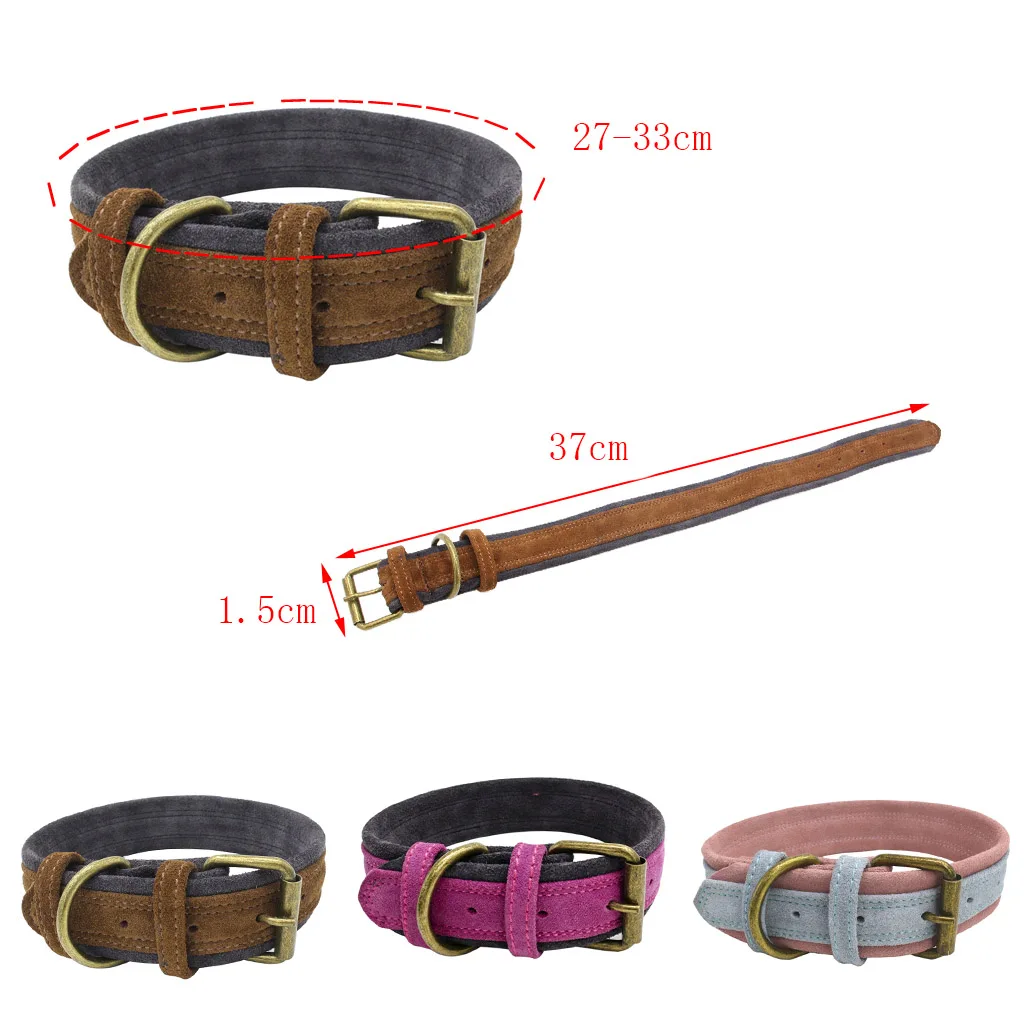 Traditional Brown Adjustable Pet Dog Puppy Cowhide Collar