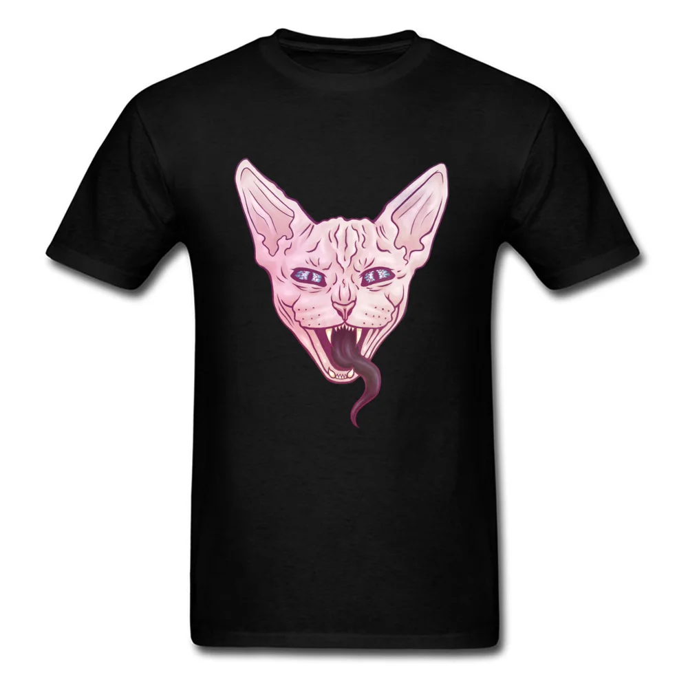 Crazy 2018 Sphynx Hairless Cat Head Print Men Short Sleeve T shirt