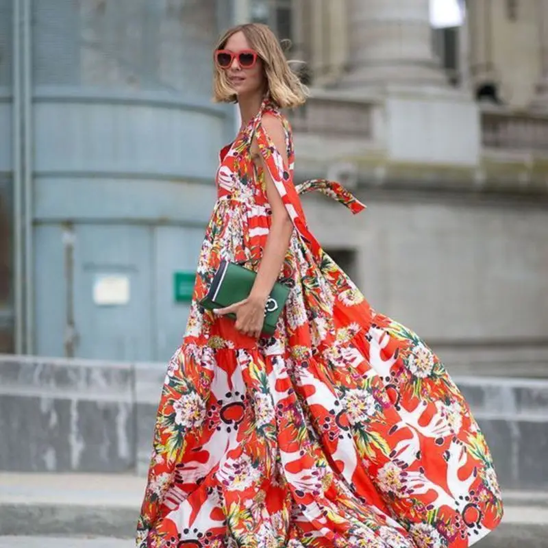 

Long Dresses For Women Summer Clothing Dress Beach Tunic Floral Boho Elegant Dress Maxi Chic Ladies Large Size Dresses Pareo