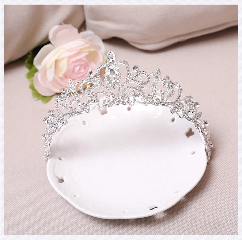 Child crown princess lovely water drill girl hair ornament baby crown little girl hair card head ornament flower girl (5)