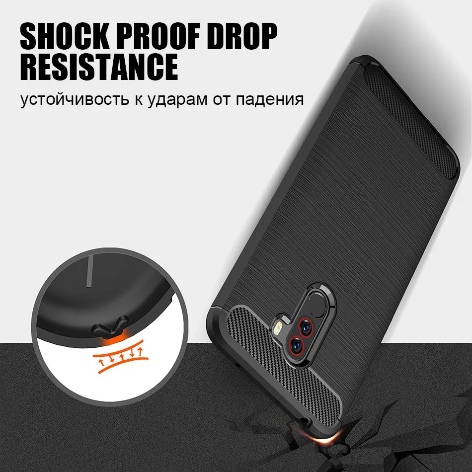 TOMKAS Phone Case Silicon Cover On For Xiaomi Pocophone Poco F1 PocoF1 PocophoneF1 Carbon Fiber Case Soft TPU Global Xiomi Funda (5)