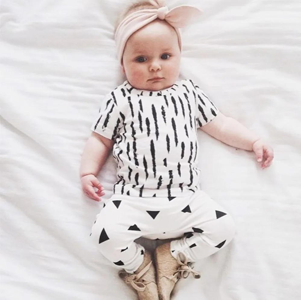 

New 2017 summer baby girl clothes set short sleeve t-shirt+pants newborn toddler baby girls clothing suit children outfits