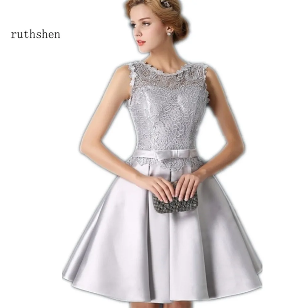 Ruthshen Robe Bal De Promo серебристо серое короткое платье для выпускного вечера 2020