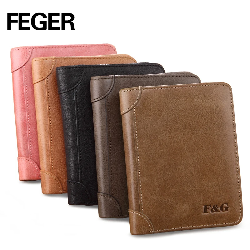

FEGER Men Cowhide Brand High QualityVintage Retro Handmade Genuine Leather Cowhide Men's Short Wallets Purse Card Holder For Man