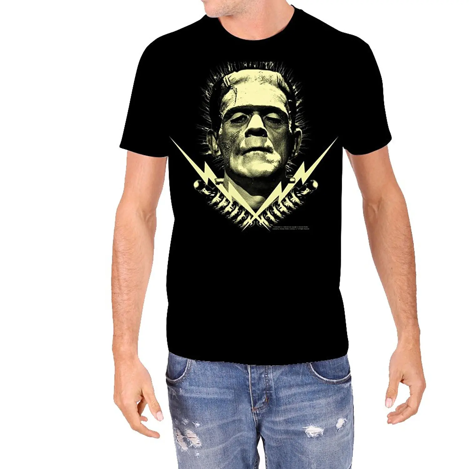 Рок Для мужчин S Универсальный Monsters Frankenstein с Болты черная футболка Футболка