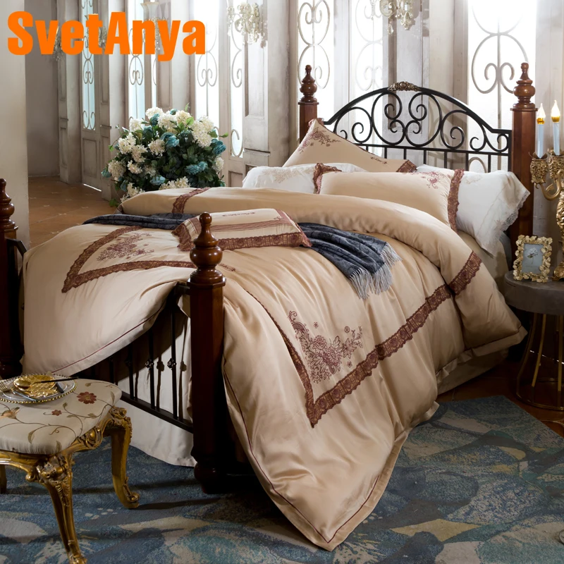Svetanya Soft Lace Bedlinen Tan Color Bedding Set Queen Full King