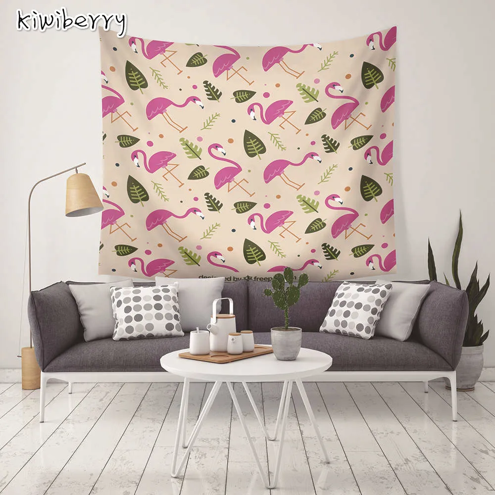 Modern Pink Flamingo Printed Macrame Wall Hanging Tapestry Decorative Wall Tapestry Carpet Beach Towel Boho Rectangle Tablecloth