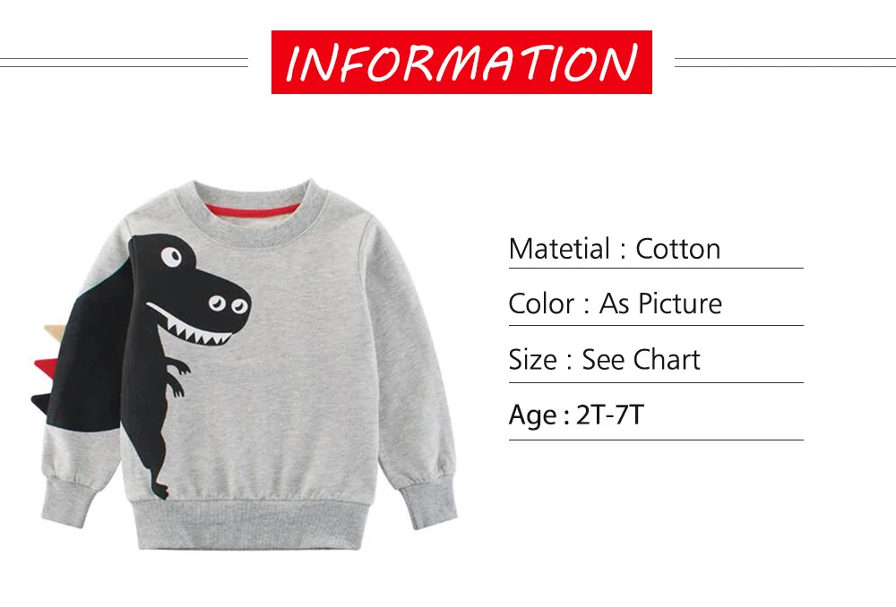 BINIDUCKLING/ г.; весенне-осенний свитер для детей; Одежда для мальчиков и девочек; хлопковые детские толстовки с динозавром из мультфильма для малышей