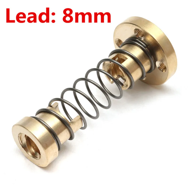 

T8 Anti Backlash Spring Loaded Nut For 2mm/8mm for Acme threaded Rod Lead Screws DIY CNC 3D Printer Parts