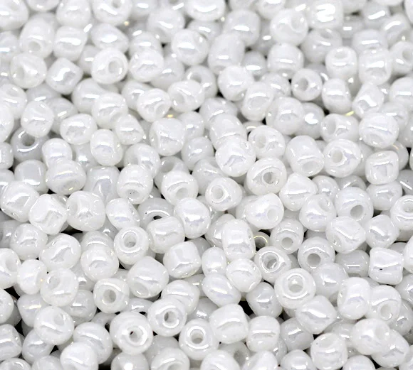 

6/0 Glass Seed Beads Round White Pearl About 4mm( 1/8") Dia, Hole: Approx 1mm, 60 Grams