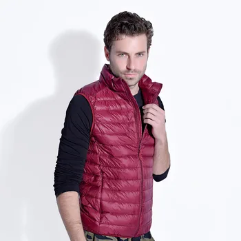 

Men Winter Down Vest Ultra Light Down Sleeveless Jacket Mens Brand 90% white Duck Down Vest Collar