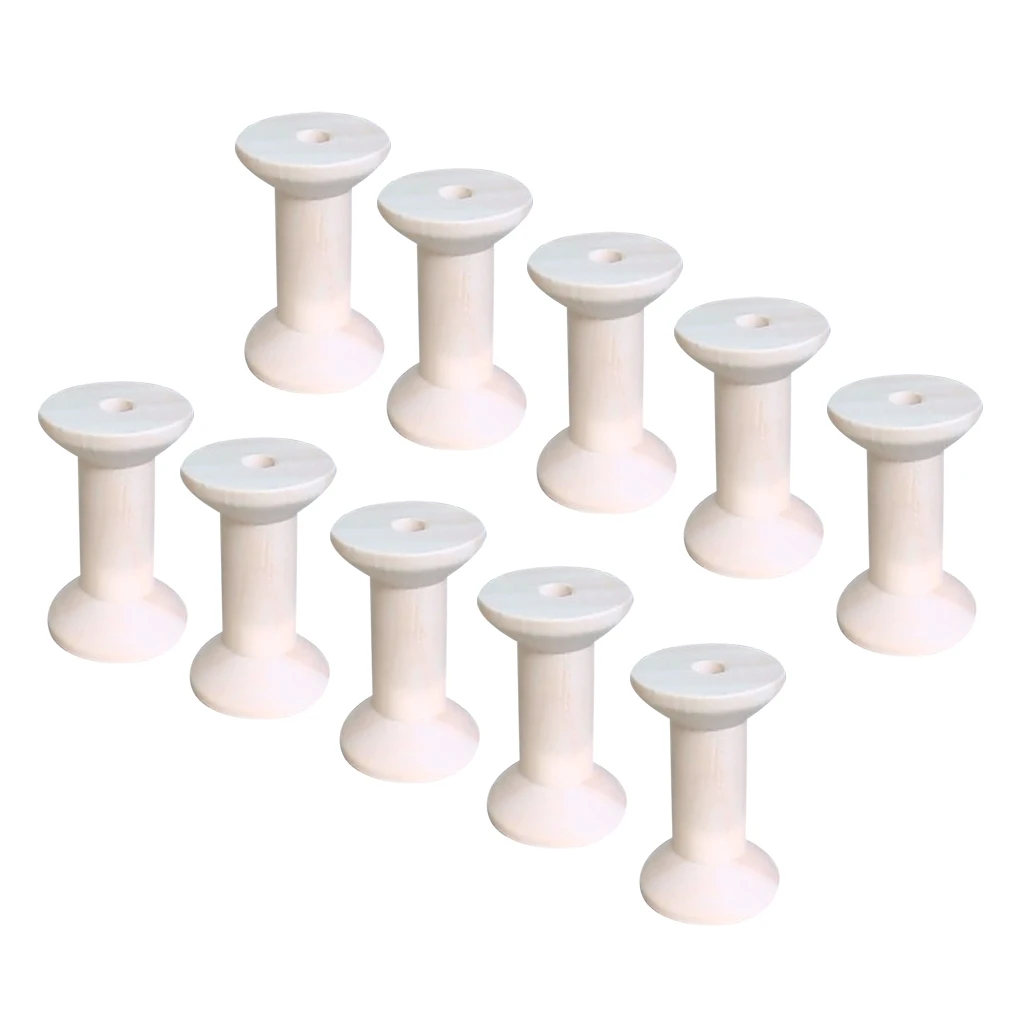 10 Pieces Wood Empty Thread Spool Reels Bobbins For Sewing Ribbons 47mmx31mm
