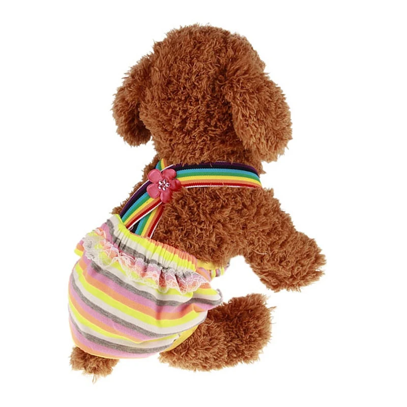 Полосатая собака шорты-памперсы гигиенические подгузники красочные моющиеся женские короткие трусики, женское нижнее белье