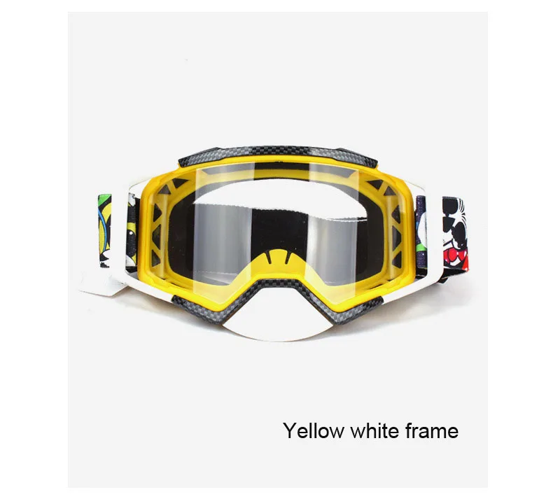 Yellow white frame Мотокросса мотоцикл очки ATV внедорожный велосипед грязи пылезащитные гоночные очки анти ветрозащитные очки мужские подарки - Цвет: Yellow white frame