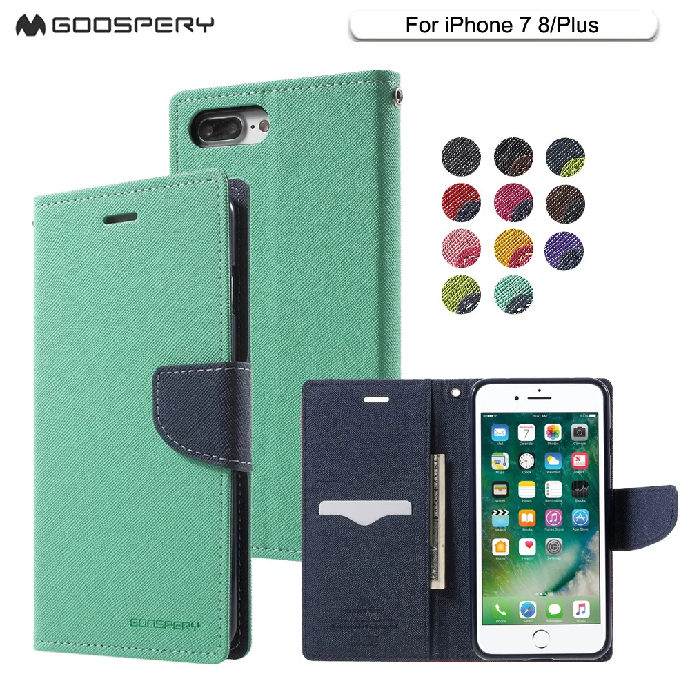 

Mercury Goospery for iPhone 7 8 Fancy Diary Phone Case Flip Wallet Stand Leather Cover for iPhone 7 7Plus 8 Plus Shell Bag Hot