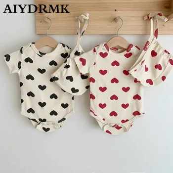 

New Born Baby Girl Clothes 2019 Girls Babies' Care Button Hat-shirt Cotton Short Sleeve Linkage Climbing Suit Baby Girl Rompers