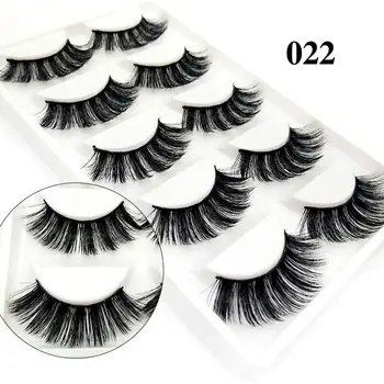 

HBZGTLAD 5 pairs Real Mink Fake eyelashes 3D Natural False Eyelashes Mink Lashes Soft Eyelash Extension Makeup Kit Cilios 022