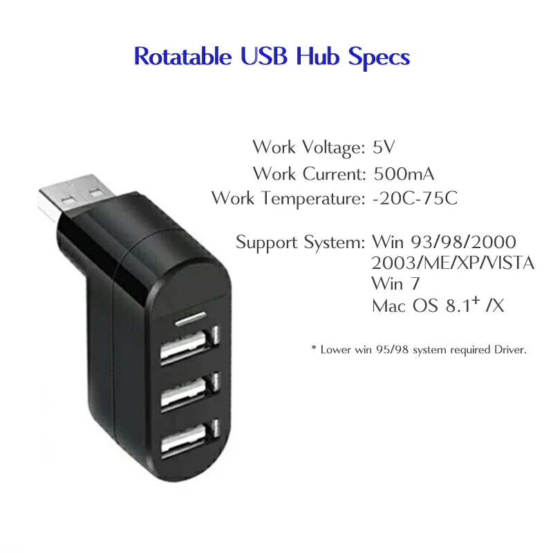 Мини адаптер с 3 портами USB 2 0/3 0 DATA FROG вращающийся концентратор для ноутбука ПК