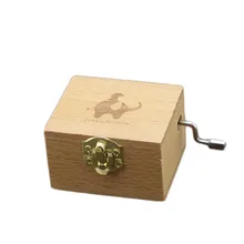 1PCS Color Random Cartoon Wooden Mini Hand cranked Light font b Music b font font b