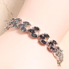 Радуга Мистик циркон и морганит 925 стерлингового серебра звено цепи браслет 6 7 дюймов L10135