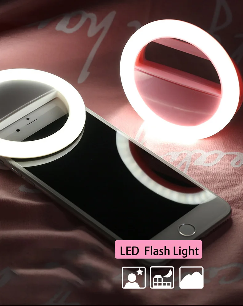 Светодиодный кольцевой светильник для селфи для мобильного телефона портативный кольцевой светильник для фотосъемки со встроенным аккумулятором для всех смартфонов