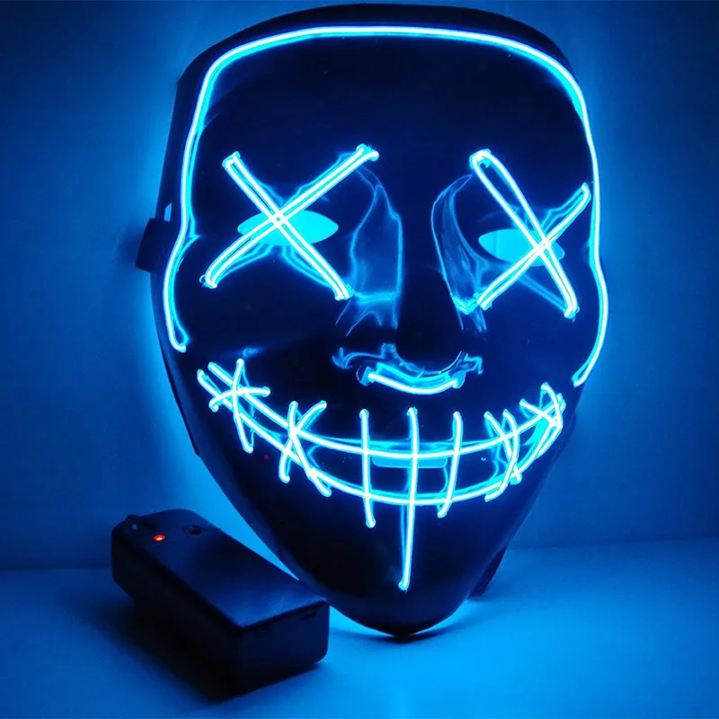 Новинка, EL Wire, светящаяся маска призрака, светодиодный светильник, маска для Хэллоуина, страшный маскарадный костюм, вечерние светящиеся маски - Цвет: L