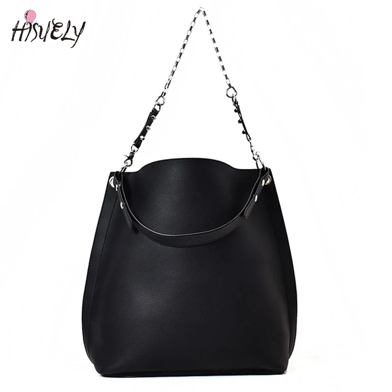 

HISUELY 2 Sets Women Artificial Leather Handbag Big Tote Bag Chain Shoulder Bag Female Cross Body Bag Purse Ladies Large Bolsos