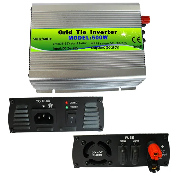 500W Watt Micro Grid Tie Inverter Accept Home Car DC 20 45V AC 120/230V
