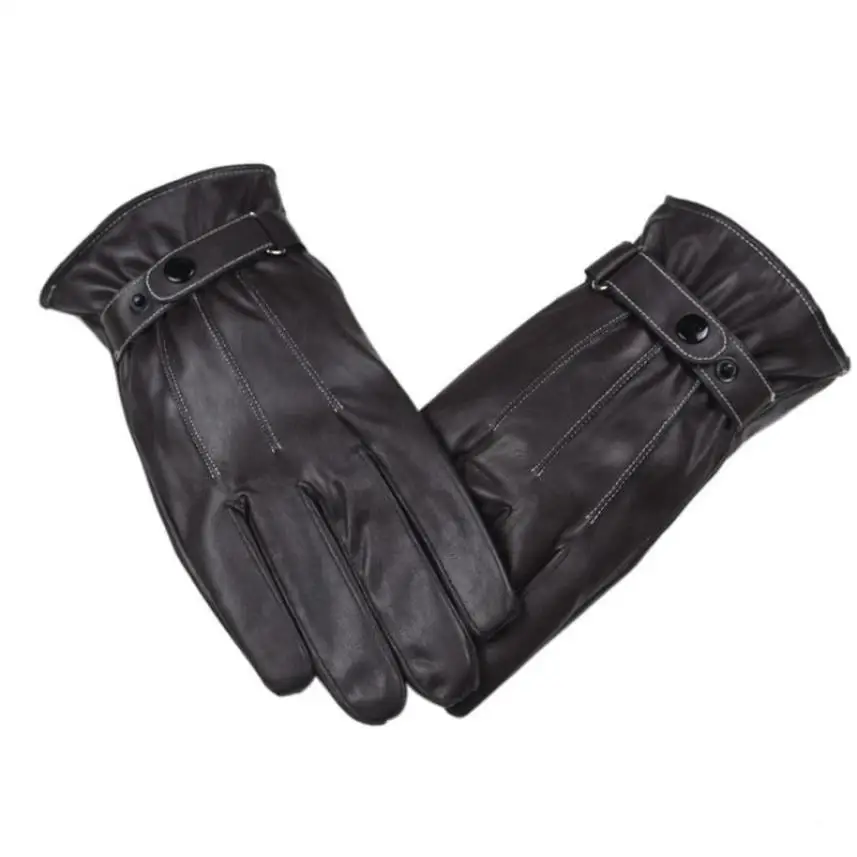 MUQGEW Mens Luxurious PU Leather Winter Super Driving Warm Gloves
