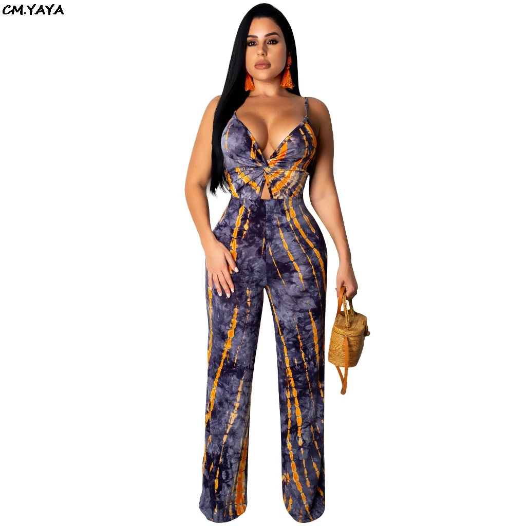 

2019 new women summer tie dyed space galaxy print spaghetti strap v-neck jumpsuit sexy bodycon romper sleeveless playsuit 6245