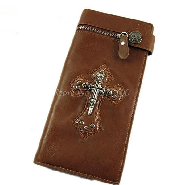 Carteras cruzadas Hippies estilo Punk Monedero largo Mens Wallet Harley Clip del dinero Monedero Hombre Vintage Carteira Masculina de Couro|wallet pad|clip brushwallet pocket - AliExpress