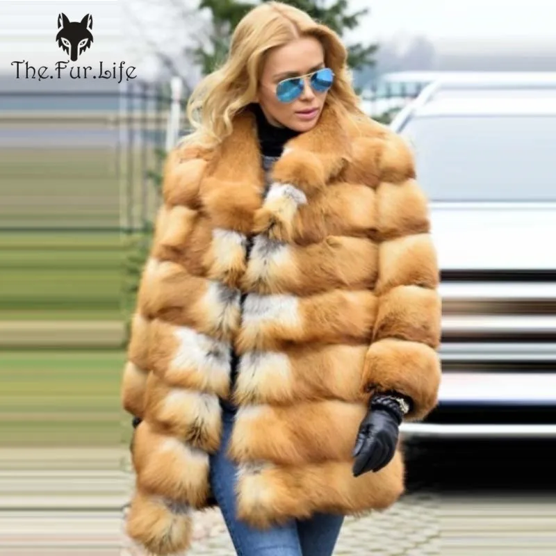 

2018 New Luxury Real Red Fox Fur Coat Collar Warm Winter Thick Natural Genuine Fur Jacket