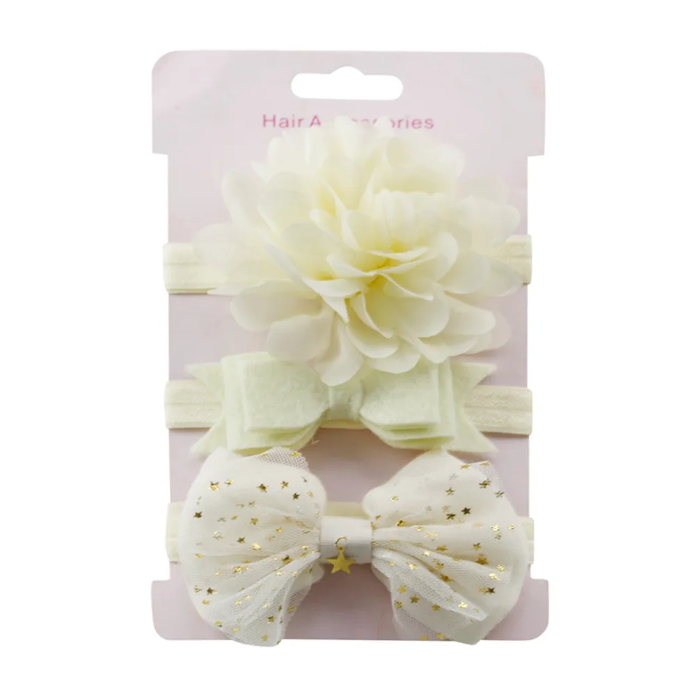 

girls hair accessories 3Pcs Kids Elastic Floral Headband Hair Girls baby Bowknot Elastic bands Headwear Hairband Set Dropship*35