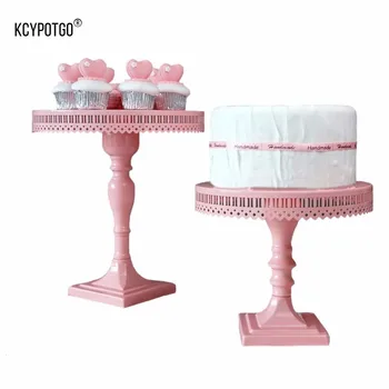 

12 inch/ 10 inch Pedestal Cake Stand, Pink Decorative Dessert Stand and Tray for Tea, Birthday and Wedding Party Cupcake Display
