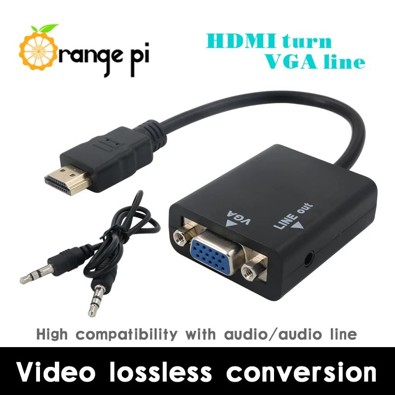 Кабель HDMI VGA Orange Pi длиной 17 см с защитой от помех и поддержкой монитора до 720P|cable