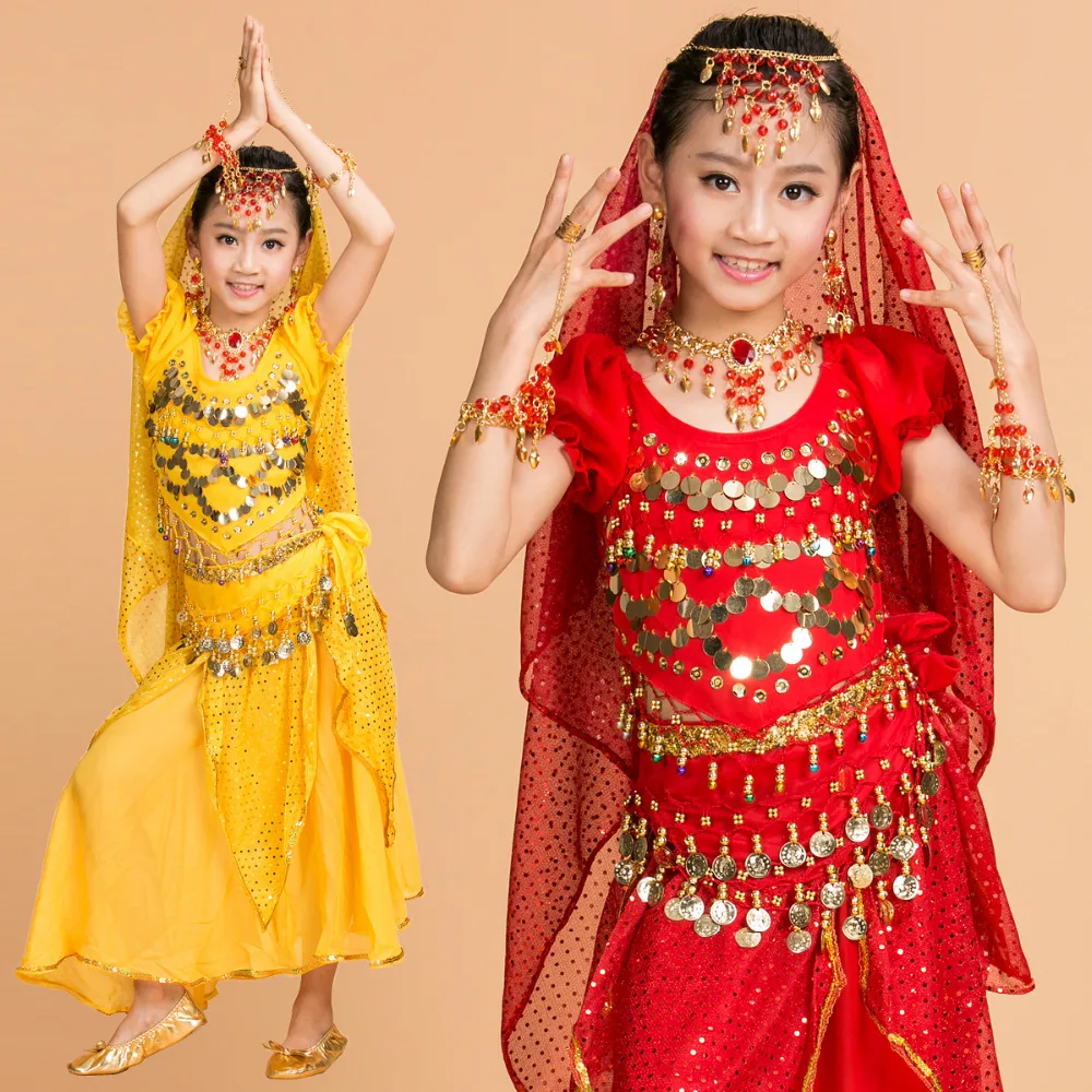 2017 Children Belly Dance Costume Kids Indian Dance Dress 6 PCS Child ...