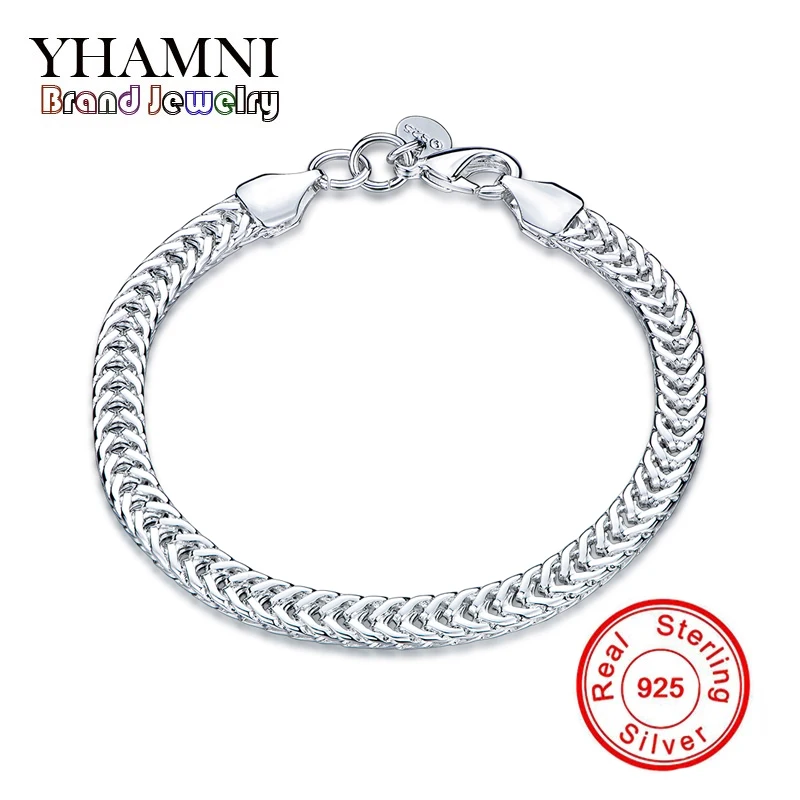 

YHAMNI Original Real Solid 925 Sterling Silver Bracelets Bangle Width 6MM Fashion Jewelery For Men and Women Gift SH504