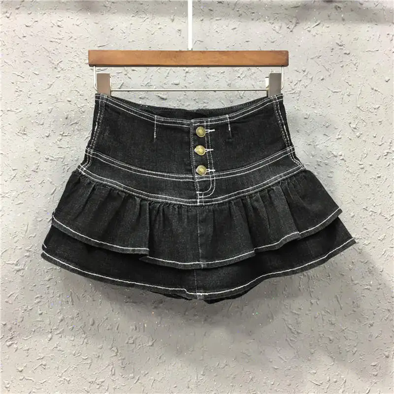 Джинсовые мини шорты юбки для женщин s весна лето тонкая черная Женская пикантная юбка высокая Талия Джинсовая юбка короткая юбка-пачка плиссированная юбка C5298