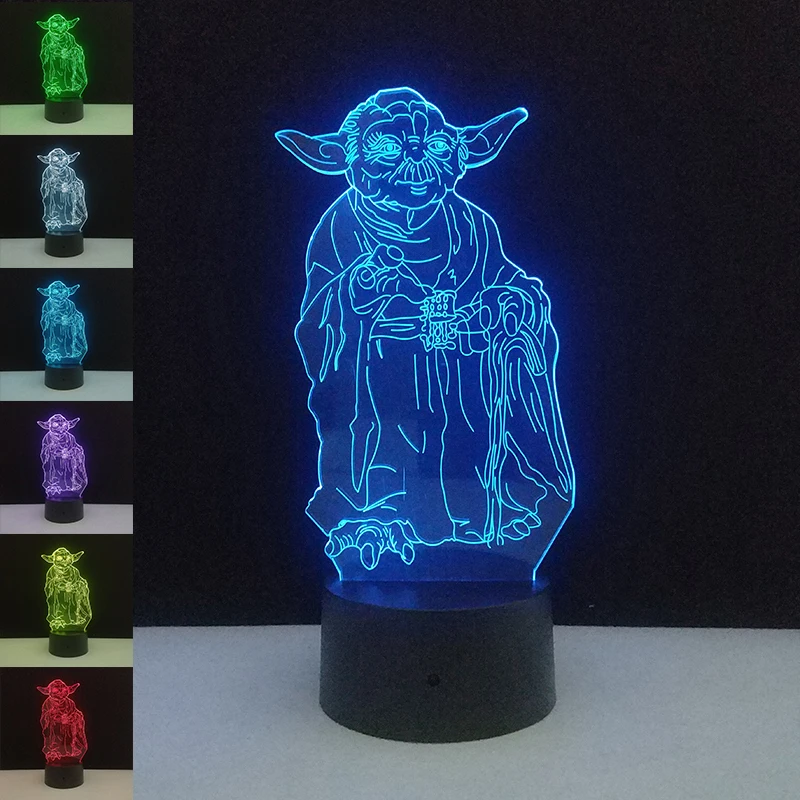 3D Star Wars Yoda LED Lamp 7 Colors Changing Creative Gifts For Boys