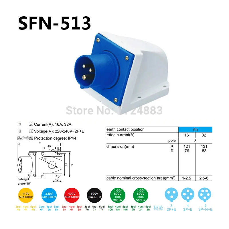 16A переменного тока 3-полюсный разъем мужской и женский розетки SFN-113/SFN-313/SFN-413/SFN-513/SFN-613 водонепроницаемый IP44 220-240V~ Американская классификация проводов 2р+ электронная сигарета