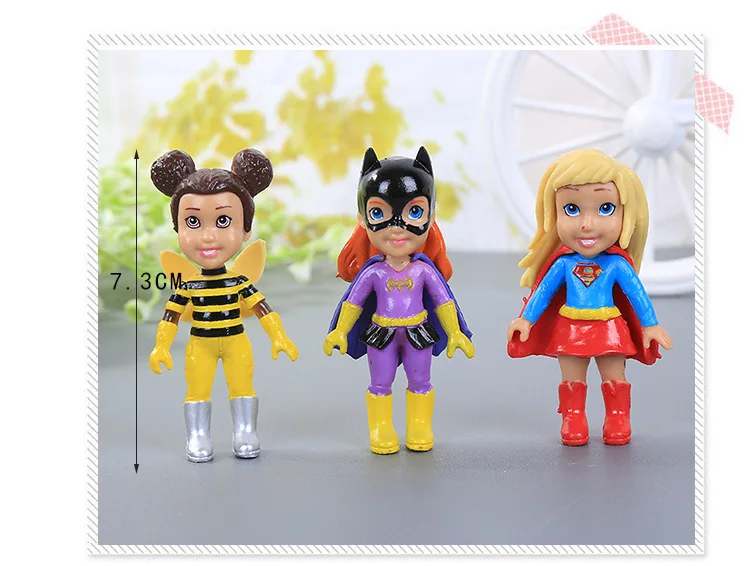 New superhero girl 7.3cm doll combination 6pcs/set Wonder Woman Superman toy Anime model toy creative hand-made children's doll