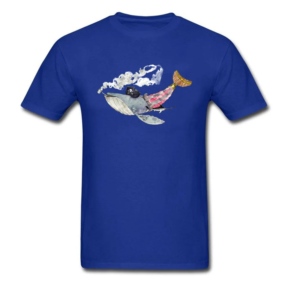 Men's Faddish cosie Tops Tees O-Neck Mother Day Cotton T-shirts Normal Short Sleeve Pirate Whale Clothing Shirt Pirate Whale blue