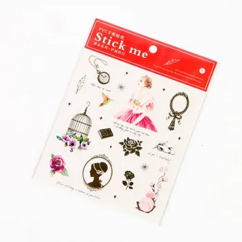 

The Crystal Castle And Lady Creative PVC Sticker, 160*120mm, DIY Journal Diary Decoration Supplies Stationery Gift 1 Piece
