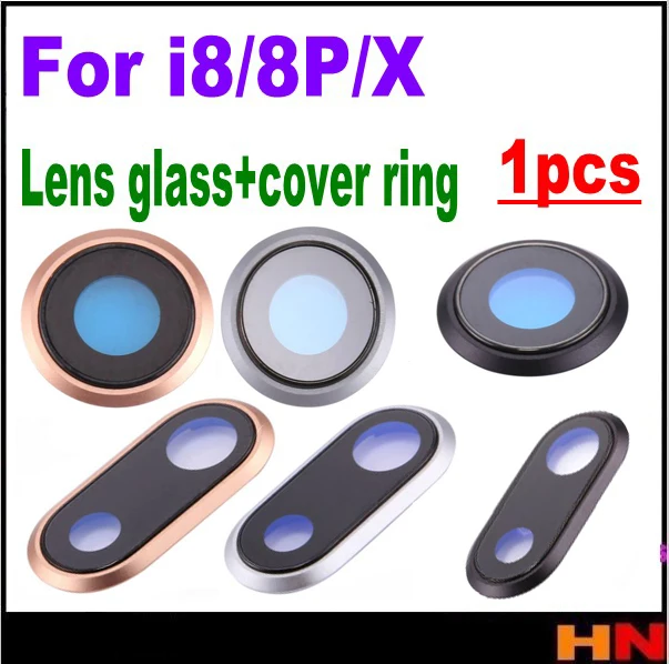 

1pcs For iPhone X 8 8P Plus High Quality Back Camera Lens Glass Cover Ring have sticker togehter Replacement Repair Parts