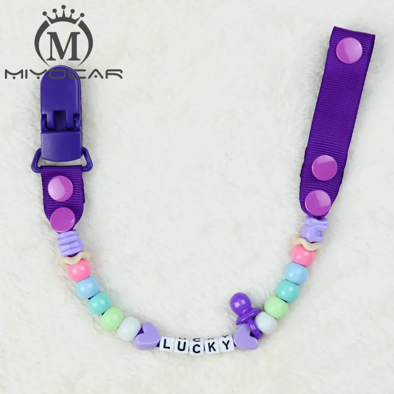 MIYOCAR Персонализированные-любые розовые бусы с pinkGrosgrain соска зажимы держатели для сосок цепи фиксатор/зажим для прорезывателя