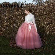 ISAVANNIE Осень Макси юбка 7 слоев Тюлевая юбка эластичная 100 см Длина Длинная юбка женская летняя стильная юбка с высокой талией